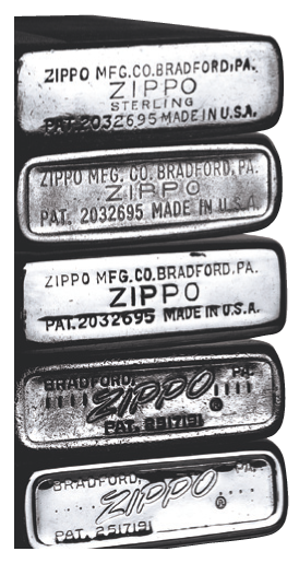 Identification codes lighter zippo Vintage Zippo